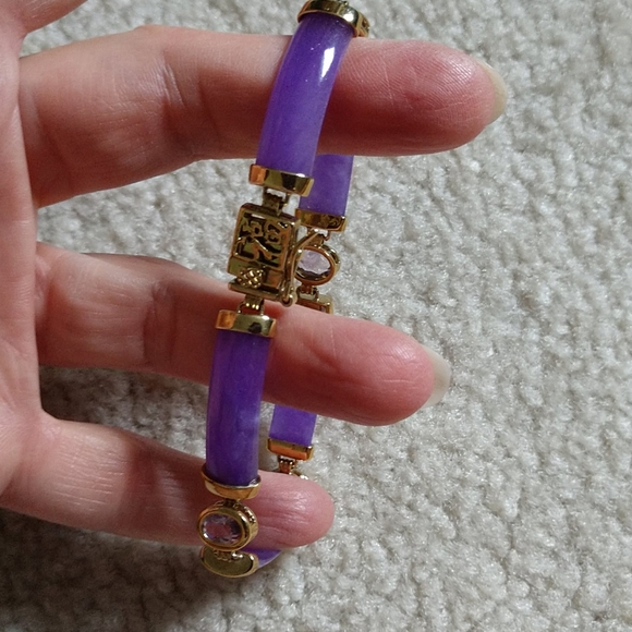 Jade bracelet marked 925 silver gold dipped - Picture 2 of 4